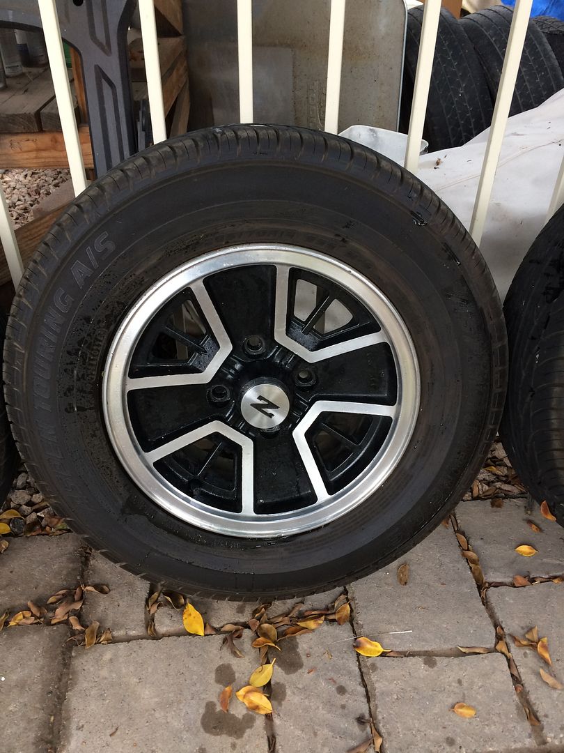 For Sale set of 280z Iron cross rims with new 205/70/14 tires